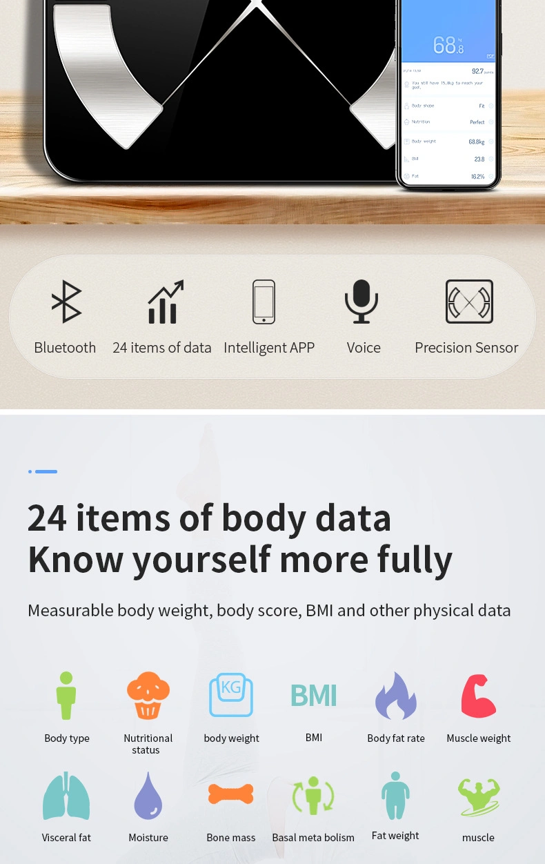 China Supply 180kg Body Fat Scale BMI Personal Weighing Bluetooth Scale (BRS-AD02)